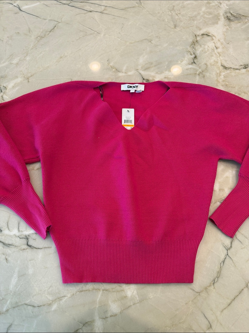 DKNY Women's V-Neck Sweater in Fuchsia
